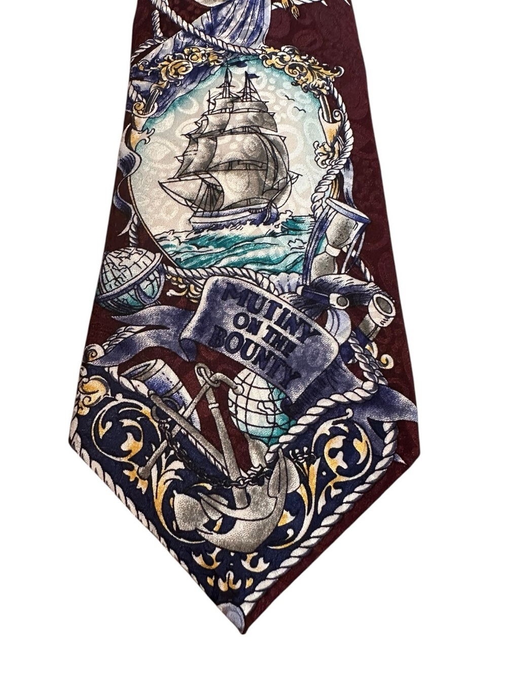 Vintage 1993 Mutiny on the Bounty 100% Silk Novelty Tie Nautical Maritime Movie